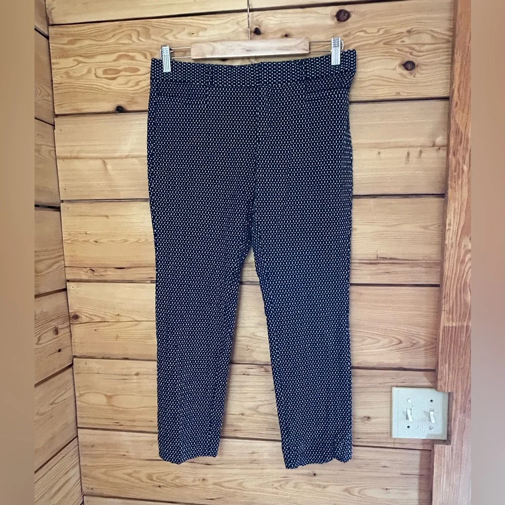 Banana Republic Sloan Petite 6 Ankle Pants Black White Stretch Capris Coastal - Picture 1 of 10